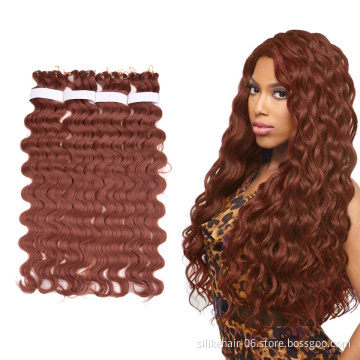 Low Price Red Long 28inch Pre-feathered Hybrid Water Wave Braids 3x Body Ocean Wave For Bulk Braiding Synthetic Hair Extensions
